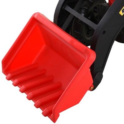 Aosom Red and Yellow Kids Pedal Ride-On Excavator with Detachable Trailer