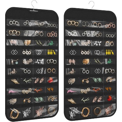1-Pack Hanging Jewelry Organizer 80-Pocket Dual-sided Jewelry Storage for Earring Necklace Bracelet Ring and more