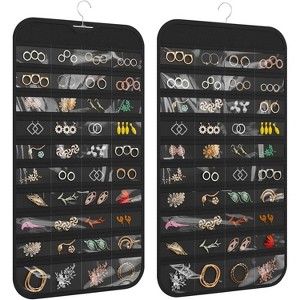 1-Pack Hanging Jewelry Organizer 80-Pocket Dual-sided Jewelry Storage for Earring Necklace Bracelet Ring and more - 1 of 4