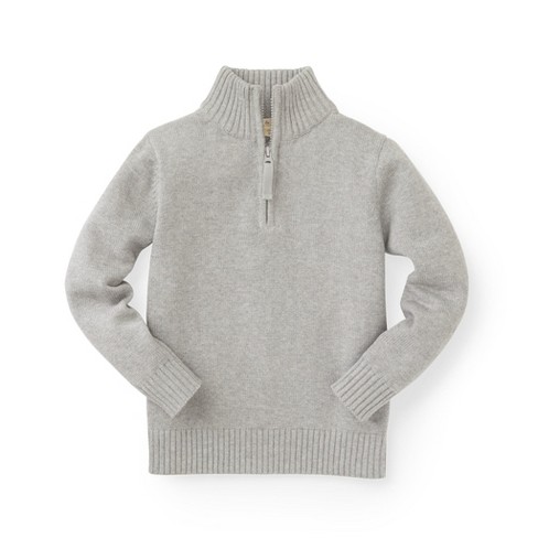 Hope & Henry Boys' Mock Neck Sweater With Zipper (grey, Large) : Target