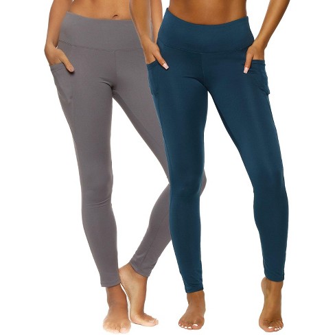 Felina Women's Athletic Pocket Legging 2 Pack (Majolica Blue Storm, Large)