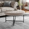 Flash Furniture Ashton 34" Round Cotton Linen Tufted Ottoman with Metal Frame - 2 of 4