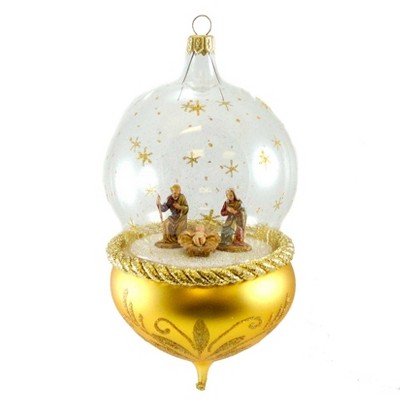Italian Ornaments 7.0" Nativity In Globe Ornament Italian Holy Family  -  Tree Ornaments