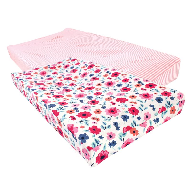 Touched by Nature Girl Organic Cotton Changing Pad Cover, Garden Floral, One Size, 1 of 3