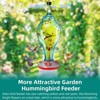 GOTGELIF 12" 36oz Hand-Blown Painted Glass Hummingbird Feeder Teal - 4 of 4