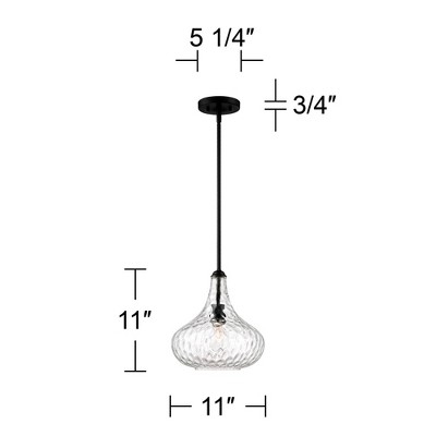 Cora Matte Black Mini Pendant Light with Textured Glass Shade
