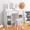 Coucheta Kids Vanity Set Collection - Princess Makeup Table & Chair with Tri-Fold Mirror, Storage Drawer & Stool for Girls, Multiple Colors - 4 of 4