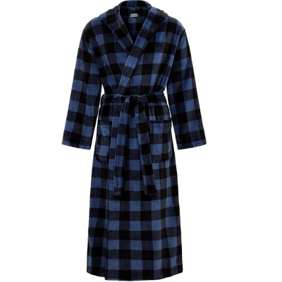 ADR Men's Robe, Plush Fleece Hooded Bathrobe Man, Long Warm Cozy Bath Robe Man