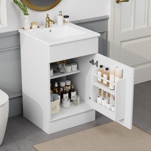 KWPZQEB 20" Bathroom Vanity with Sink, Freestanding Storage Bathroom Vanity with with Door Shelf and Adjustable Shel for Small Space - 1 of 4
