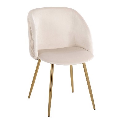 White Velvet Upholstered Arm Chair with Metal Legs