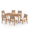 Christopher Knight Home Lucinda 7 Piece Patio Rustic Acacia Wood Dining Set with Wicker Woven Chair - 2 of 4