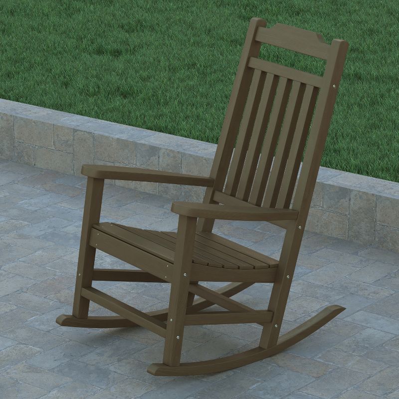 Emma and Oliver All-Weather Rocking Chair in Faux Wood - Patio and Backyard Furniture, 5 of 14