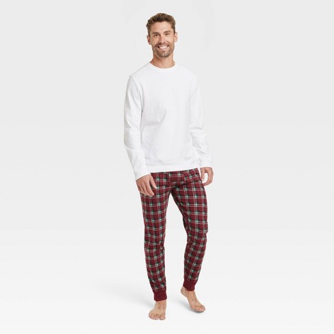 Men's Big & Tall 2pc Plaid Joggers And Long Sleeve Crewneck T