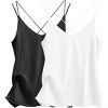 Ekouaer Womens Silk Satin Camisole Tank Tops V Neck Spaghetti Strap Blouses Cross Back Sleeveless Cami Shirt - 2 of 4