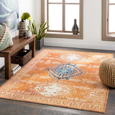 Mark & Day Bantega 7'10"x10' Rectangle Woven Indoor and Outdoor Area Rugs Saffron: Stain-Resistant, Pet Friendly, Medallion Pattern