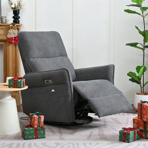 KTMBDW Power Recliner Chair, 270 Swivel Rocker Chair,Small Rocking Recliner Chair for Small Spaces,Upholstered Glider Recliner Chair with Side Pockets - 1 of 4