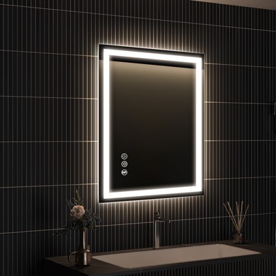 LOVMOR Led Mirror for Bathroom,Backlit Lighted,Anti-Fog, Dimmable, Vertical & Horizontal Mount
