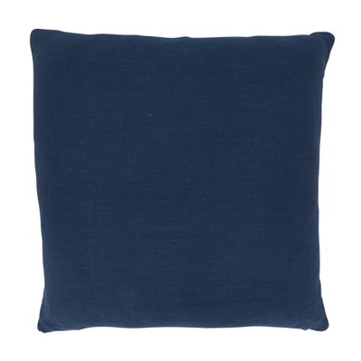 Aqua and Navy Geometric Cotton Throw Pillow with Duck Feather Fill