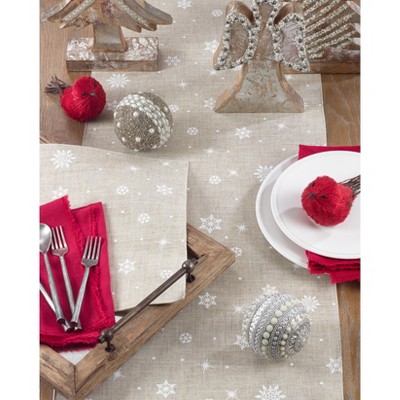 Natural Snowflake Design Polyester Winter Table Runner
