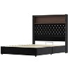 Polibi Velvet Bed Frame with Tufted Headboard, Shelf Storage, USB Ports & LED Light - 3 of 4