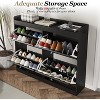 Narrow Large Shoe Storage Cabinet – 4 Flip Drawers, Freestanding Hidden Shoe Rack with Wooden Legs - 3 of 4
