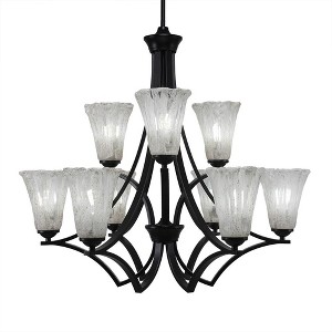 Toltec Lighting Zilo 9 - Light Chandelier in  Matte Black with 5.5" Fluted Italian Ice Shade - 1 of 1