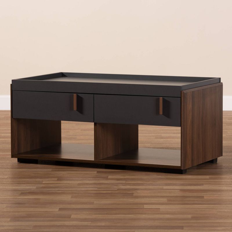 2 Drawer Rikke Two-Tone Wood Coffee Table Gray - Baxton Studio, 5 of 11