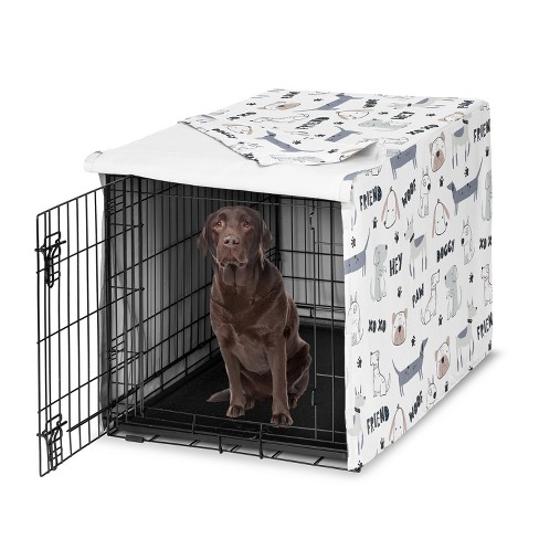 Sweet Jojo Designs Gender Neutral Unisex Dog Crate Kennel Cover 42in. Cartoon Puppy Grey Blue and White - image 1 of 4