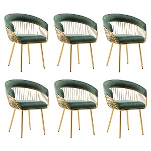 DYHOME Modern Mid Century Dining Chair, Upholstered Velvet Dining Room Chairs with Metal Legs for Makeup/Living Room (Set of 6) - 1 of 4