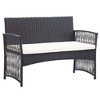4 Piece Patio Lounge Set with Cushion Poly Rattan Black - 3 of 4