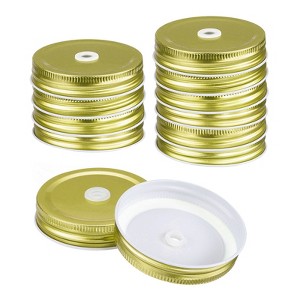 Unique Bargains Regular Leak-Proof Kitchen Storage Mason Jar Lids with Straw Hole 12 Pcs - 1 of 4