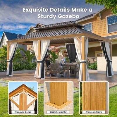 12' x 18' Aluminum and Steel Hardtop Gazebo with Curtains