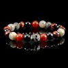 Crucible Men's Skull with Onyx, Labradorite, Tiger Eye and Agate Stones Stretch Bracelet (10mm) - 3 of 4