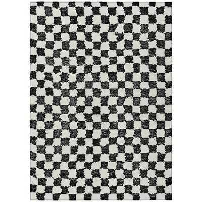HomeRoots 10' X 14' Black And Ivory Geometric Washable Indoor Outdoor Area Rug