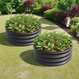 Kumasinova 32.08x11.4" Tall Raised Garden Bed,1 PC/2 PCS Metal Raised Beds for Plants,Vegetables,Flower Herb,Outdoor Round Garden Raised Planter Box - 1 of 4