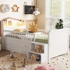 Vynxaria Twin Low Loft Bed House Shape Headboard 4 Storage Drawers Solid Wood White Kids Loft Bed with Guardrails Stairs - 2 of 4