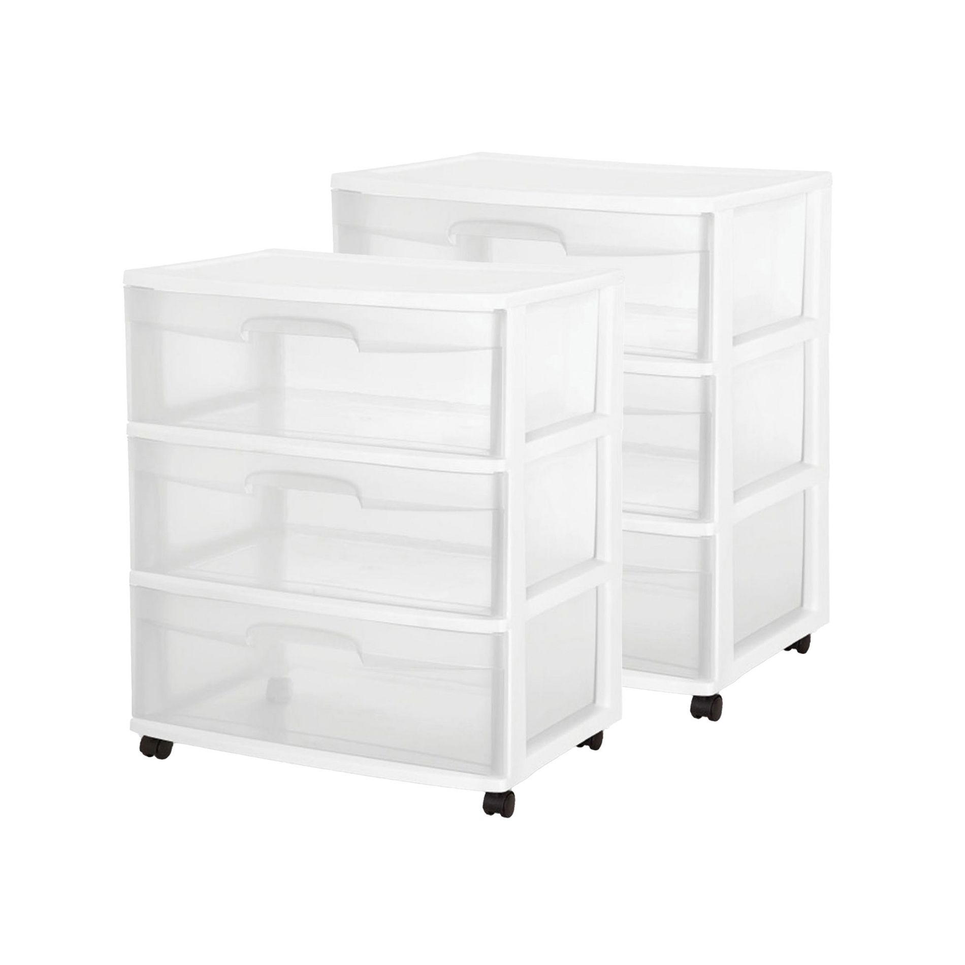 Sterilite Home 3 Drawer Wide Storage Cart Portable Container w/Casters