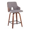 Set of 2 Stella Counter Height Barstools with Swivel & Footrest - LumiSource: Walnut/Light Gray/Black - 2 of 4