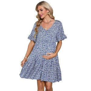 Maternity Dress Womens Spaghetti Strap Floral Maxi Dress - 1 of 1