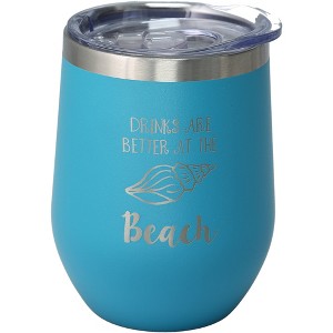 Pavilion Gift Company - At The Beach - 12 oz Stemless Travel Tumbler - Portable Drinkware - 1 of 4