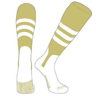 PEAR SOX OTC Baseball Softball Stirrup Socks (A, 7in) Vegas Gold, White (M)