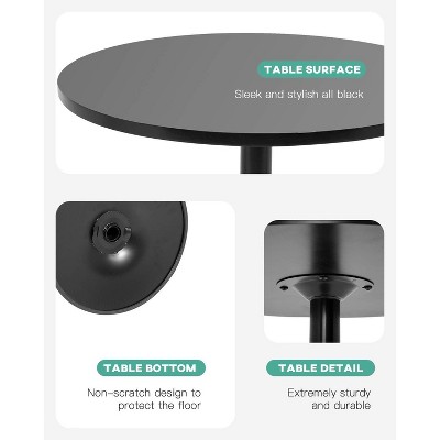 Black Round Wood and Metal Counter Height Bar Table