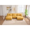 U Shaped Velvet Cloud Couch with 2 Ottomans,118" Modular 5 Seater Sectional Sofa with Bolster Armrest Pillows for Living Room-Baofuwish - 3 of 4