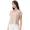 Anna-Kaci Women's Short Sleeve Blouse with Gathered V-Neckline and Rolled Cuffs - 4 of 4