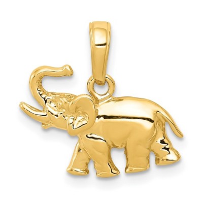 Black Bow Jewelry 14k Yellow Gold Polished Elephant with Tusks Pendant