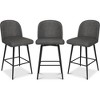 JUJABU 360°Swivel Upholstered Barstools Set of 3 with Backs and Metal Legs, 26" Seat Height Faux Leather Kitchen Counter Stool Chairs - 2 of 4