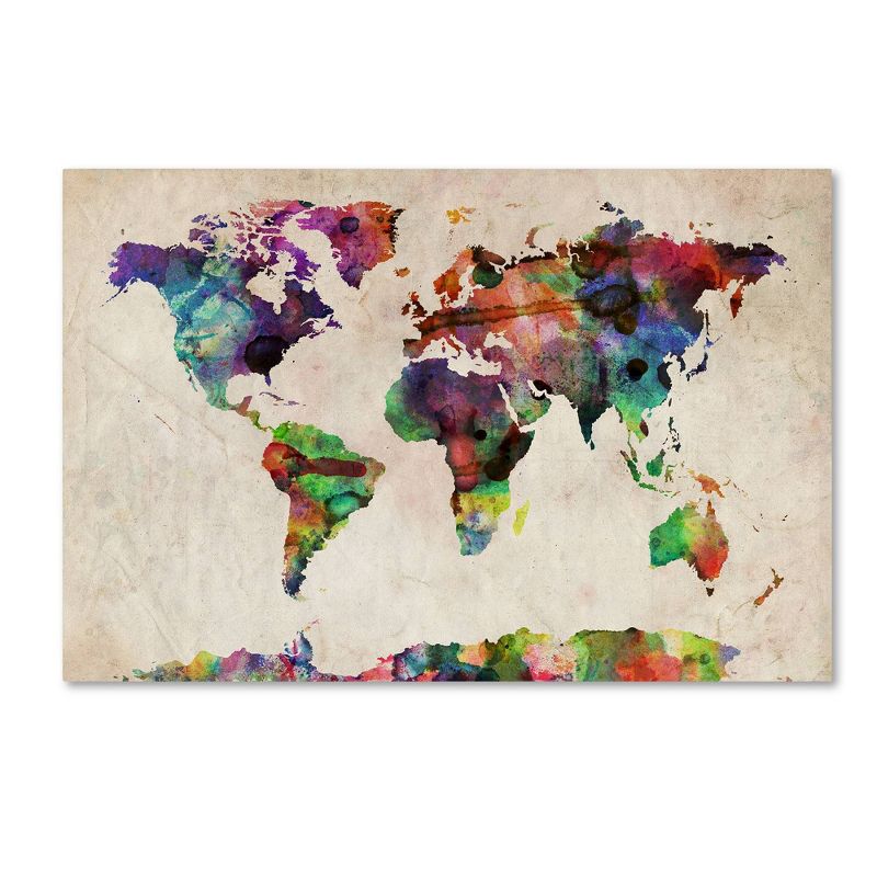 22&#34; x 32&#34; Urban Watercolor World Map by Michael Tompsett - Trademark Fine Art, 1 of 8