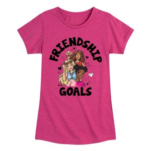 Girls' - Barbie - Friendship Goals Fitted Short Sleeve Graphic T-Shirt - 1 of 4