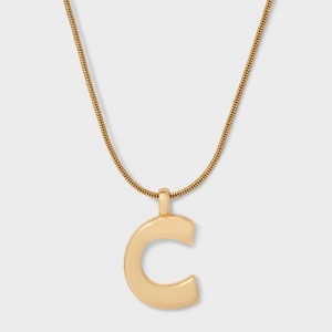 Round Snake Chain "C" Initial Necklace- A New Day™ Gold - 1 of 4