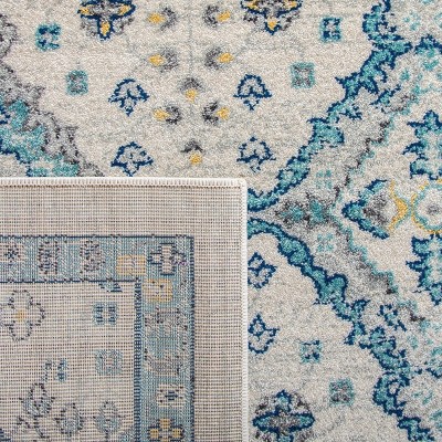 Elegant Ivory & Light Blue Reversible Synthetic Rug 4' x 6'